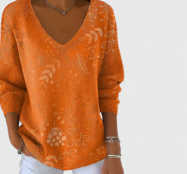 Nabalu Orelisse | Elrgant V Neck Long Sleeve Blouse