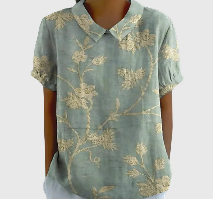 Nabalu Elowenra | Floral Print Collar Blouse