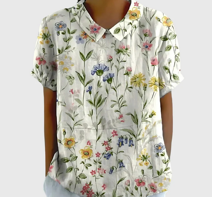 Nabalu Elowenra | Floral Print Collar Blouse