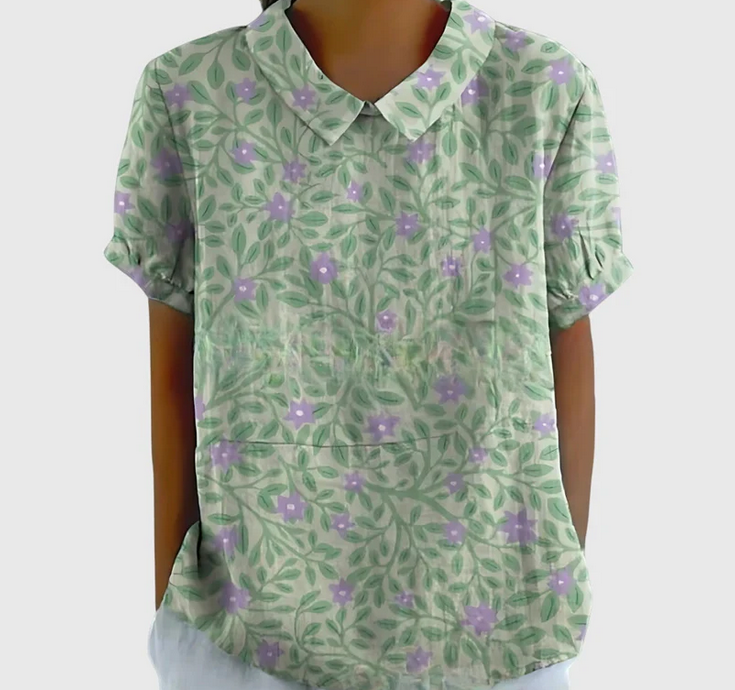 Nabalu Elowenra | Floral Print Collar Blouse