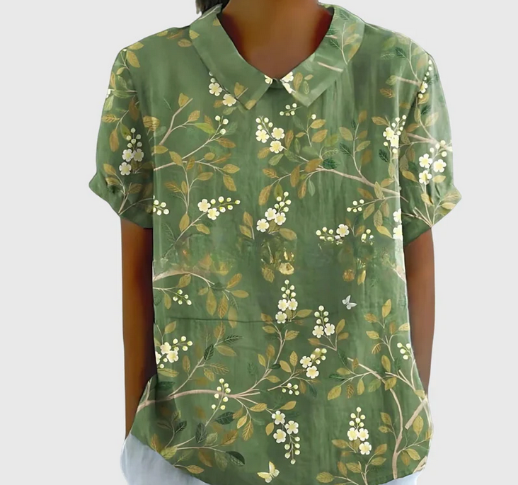 Nabalu Elowenra | Floral Print Collar Blouse
