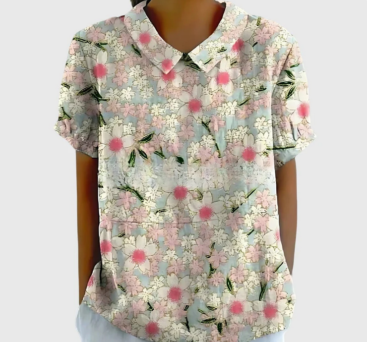 Nabalu Elowenra | Floral Print Collar Blouse