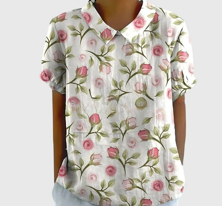 Nabalu Elowenra | Floral Print Collar Blouse