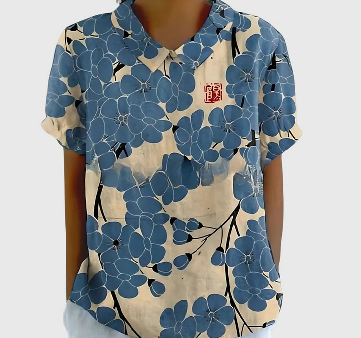 Nabalu Elowenra | Floral Print Collar Blouse