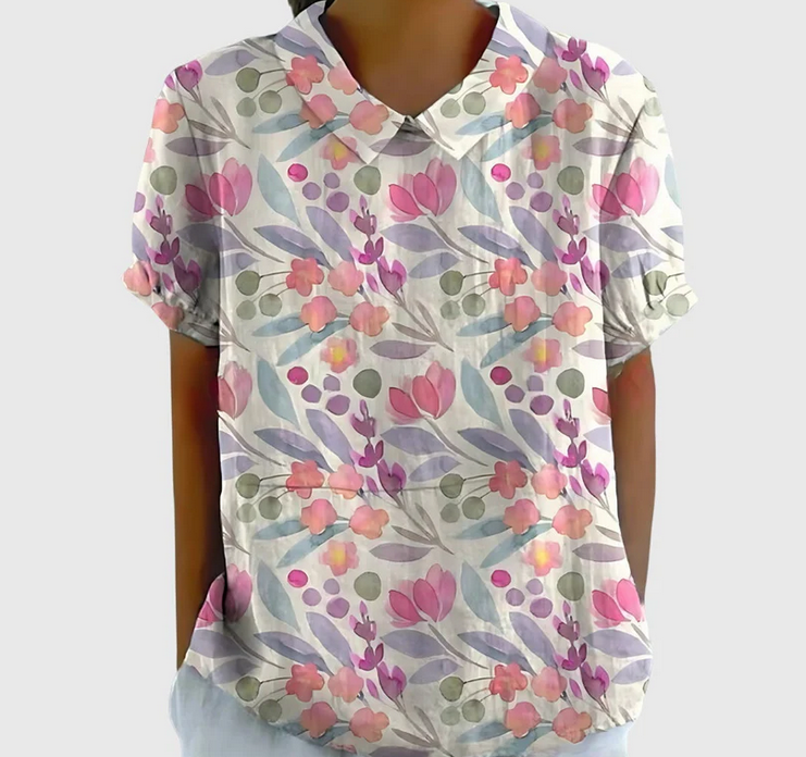 Nabalu Elowenra | Floral Print Collar Blouse