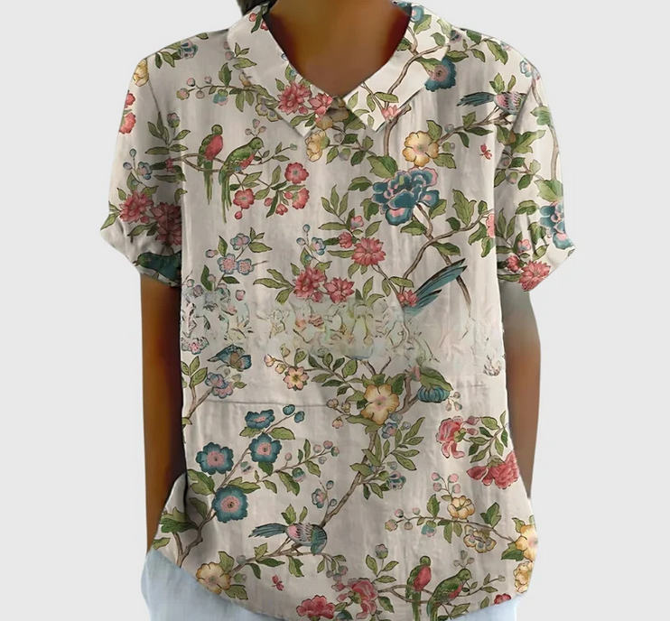 Nabalu Elowenra | Floral Print Collar Blouse