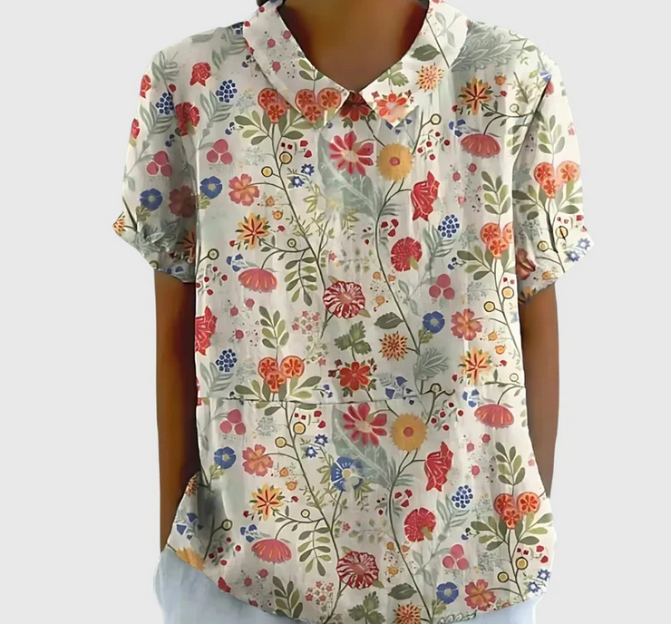 Nabalu Elowenra | Floral Print Collar Blouse