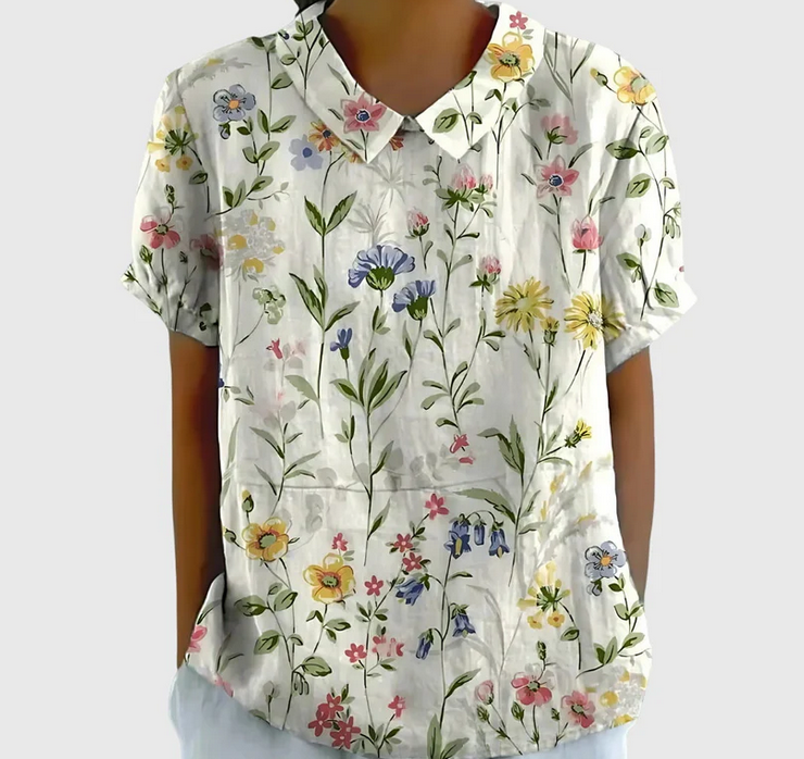 Nabalu Elowenra | Floral Print Collar Blouse