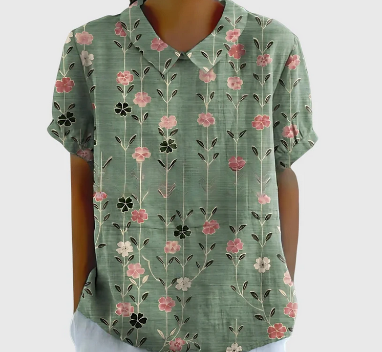Nabalu Elowenra | Floral Print Collar Blouse