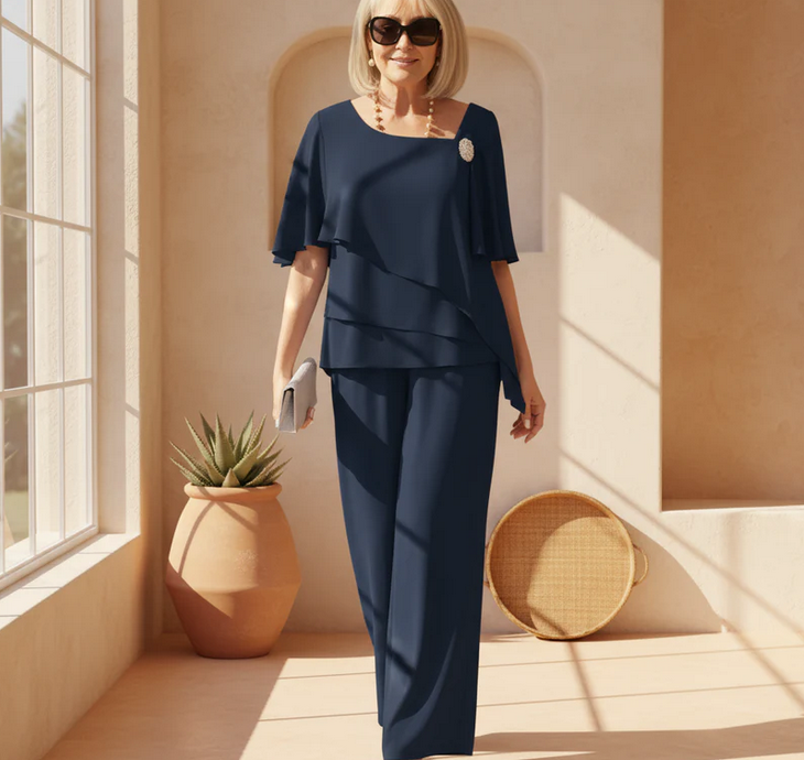 Nabalu Women’s Summer 2 Piece Set – Elegant Top and Wide Leg Pants