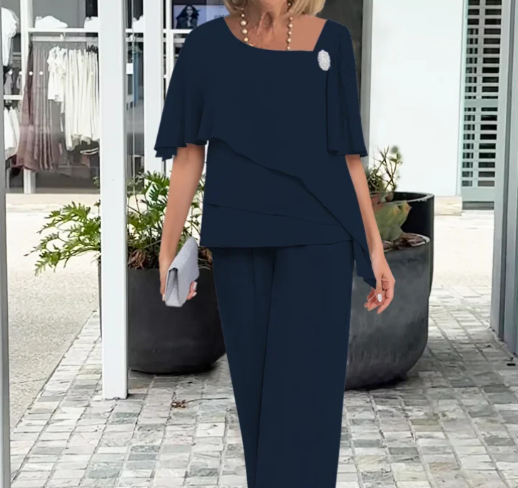 Nabalu Women’s Summer 2 Piece Set – Elegant Top and Wide Leg Pants