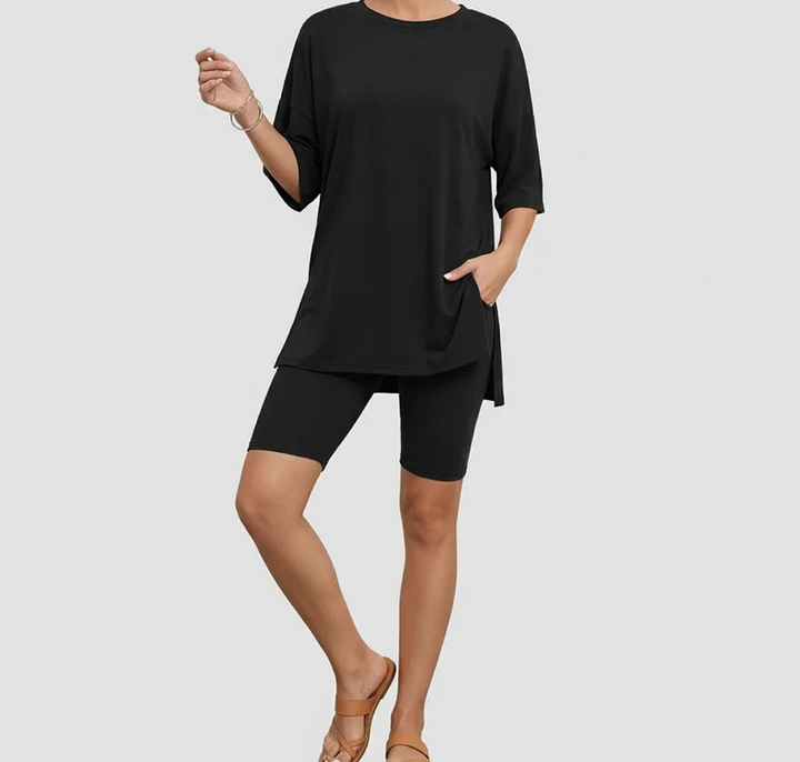 Nabalu Women’s 2 Piece Summer Set Light – Loose Top and Biker Shorts