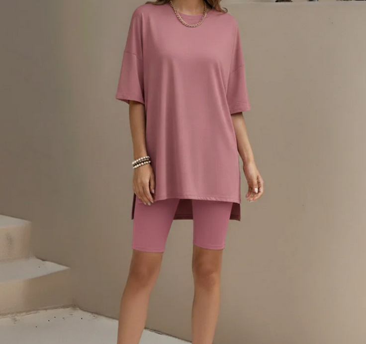 Nabalu Women’s 2 Piece Summer Set Light – Loose Top and Biker Shorts