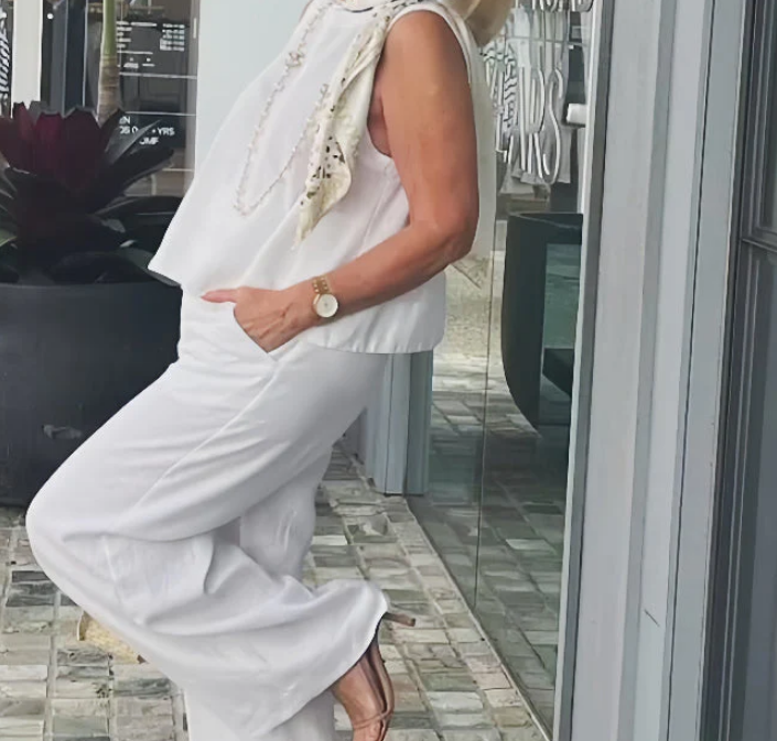 Nabalu Women’s Casual 2 Piece Summer Set – Sleeveless Top and Wide Leg Pants
