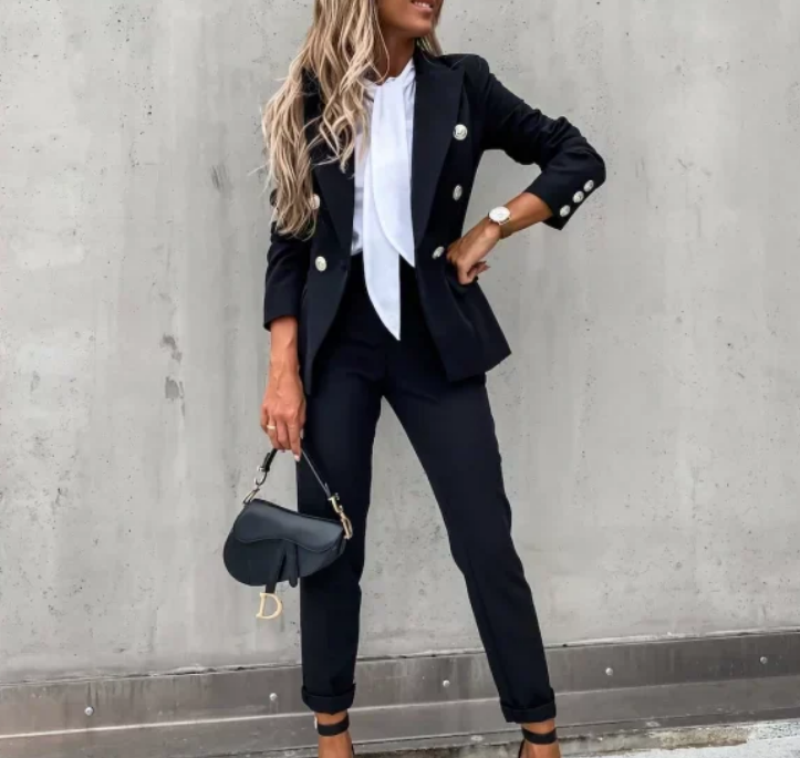 Nabalu Women’s Formal 2 Piece Blazer Set – Tailored Blazer and Pants