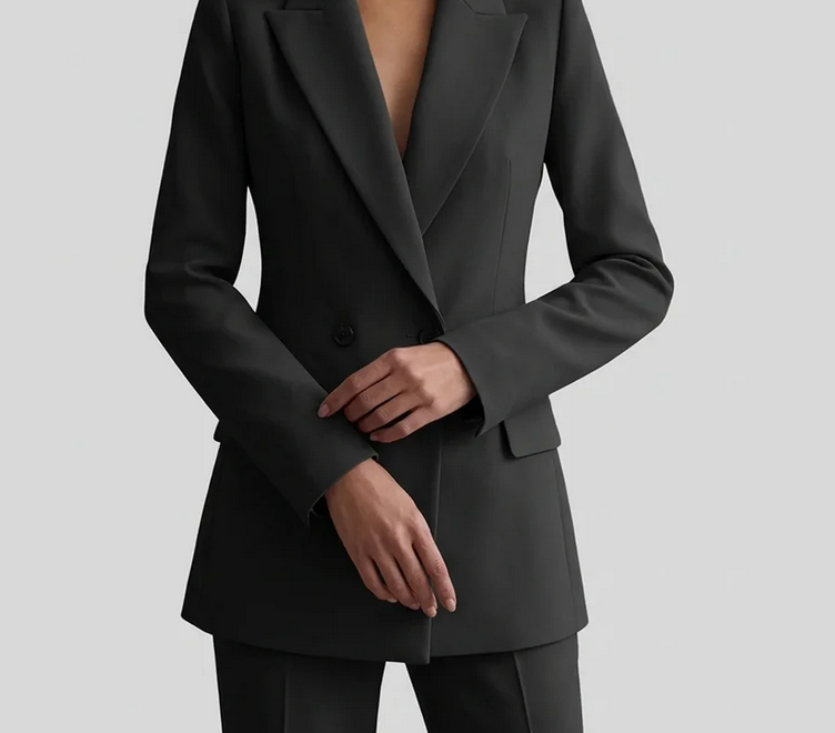 Nabalu Women’s Elegant Evening Set – Double Breasted Blazer and Tapered Pants
