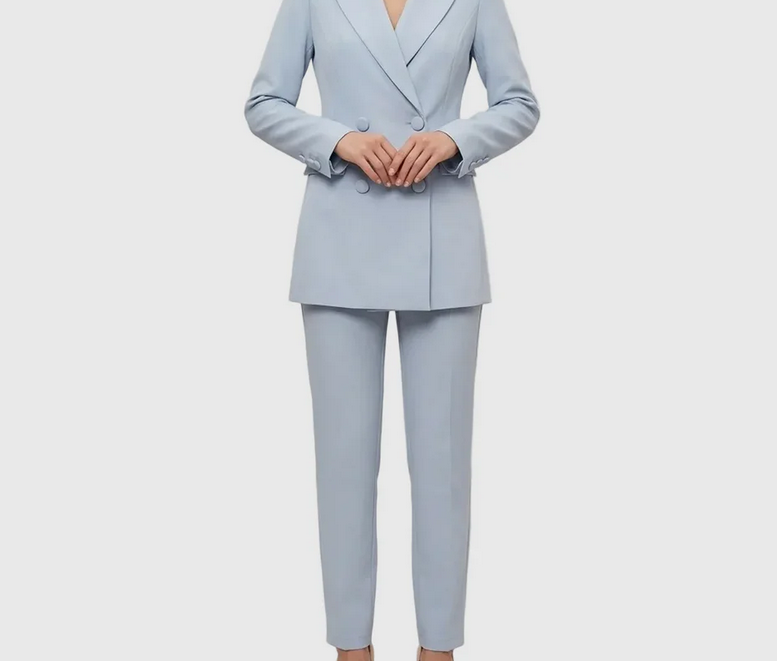 Nabalu Women’s Elegant Evening Set – Double Button Blazer and Tapered Pants