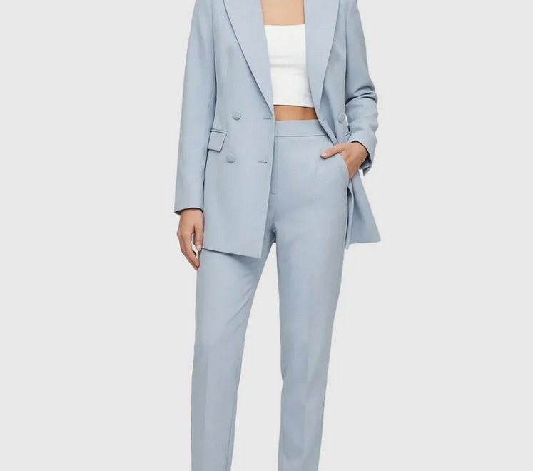 Nabalu Women’s Elegant Evening Set – Double Button Blazer and Tapered Pants