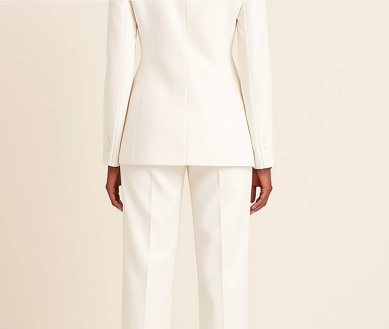 Nabalu Women’s Elegant Evening Set – Single Button Blazer and Wide Leg Pants