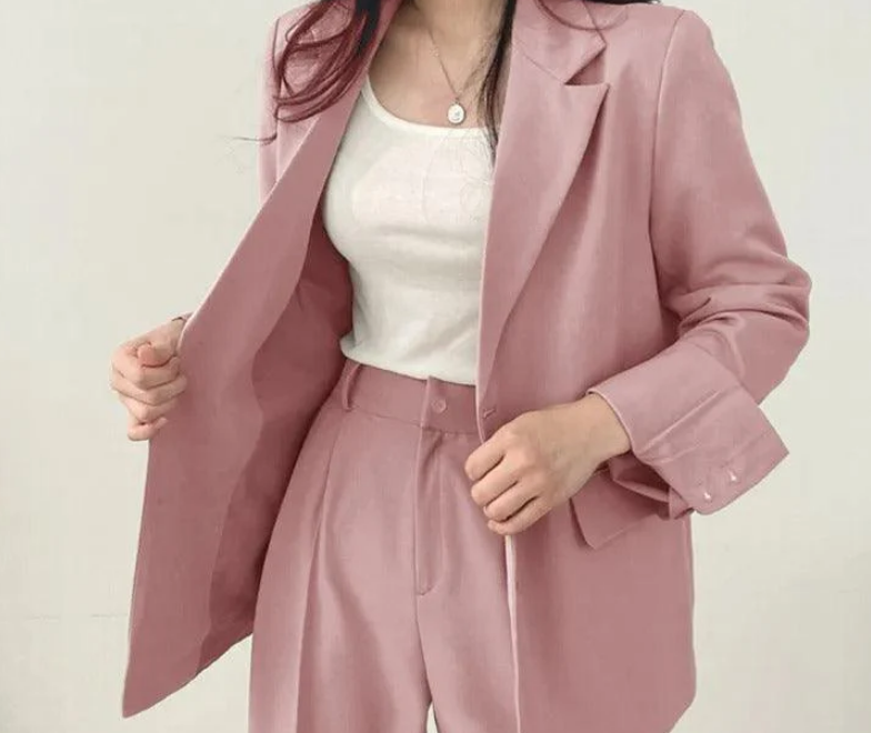 Nabalu Women’s Elegant Evening Set – Tailored Blazer and Wide Leg Pants