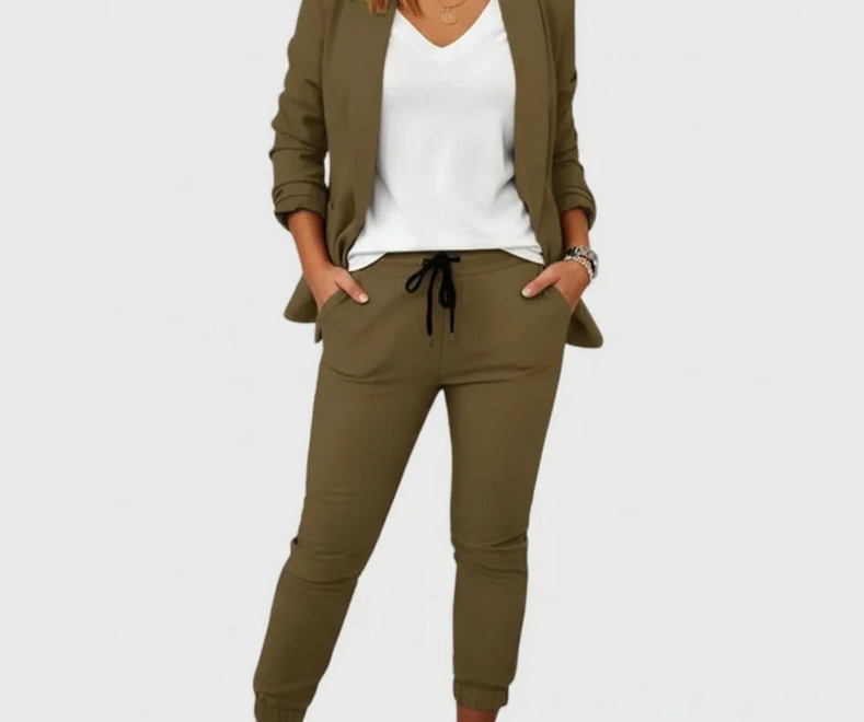 Nabalu Women’s Tailored Blazer Suit Set – Structured Fit Two Piece Set