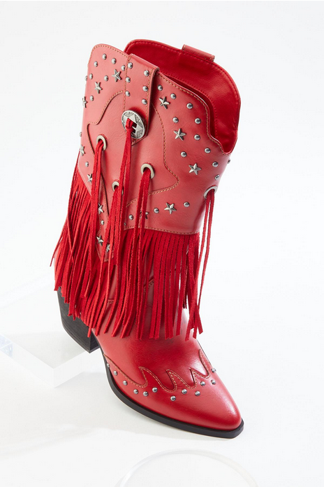 Cato Fashions Star Studded Fringe Western Boots