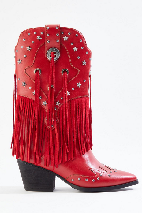 Cato Fashions Star Studded Fringe Western Boots