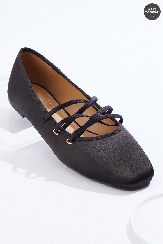 Cato Fashions Criss Cross Stretch Band Ballet Flats