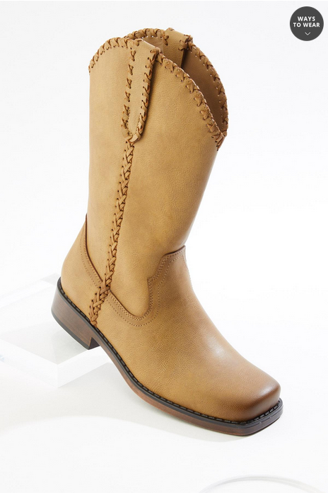 Cato Fashions Burnished Square Toe Western Boots