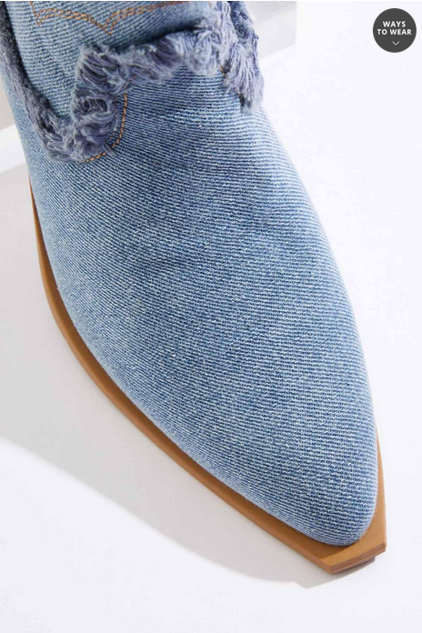 Cato Fashions Wide Width Frayed Denim Western Boots