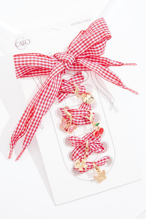 Cato Fashions Gingham Shoelace Charm Set