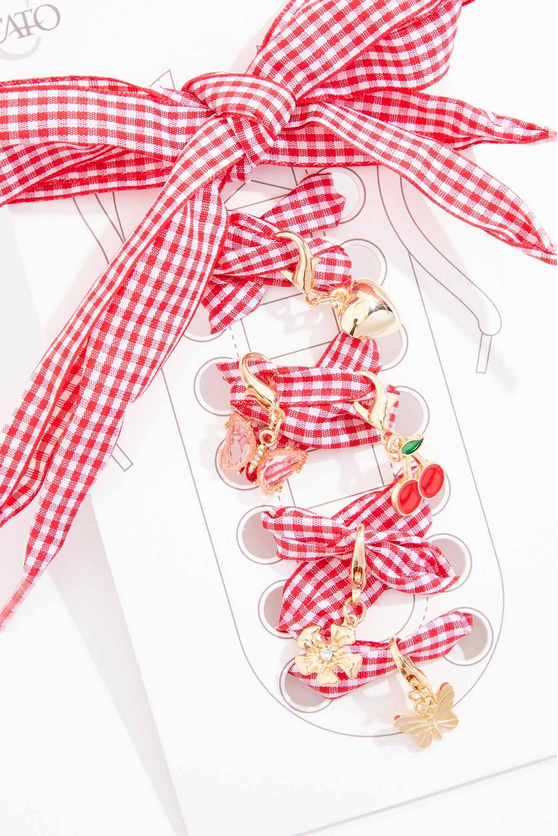 Cato Fashions Gingham Shoelace Charm Set