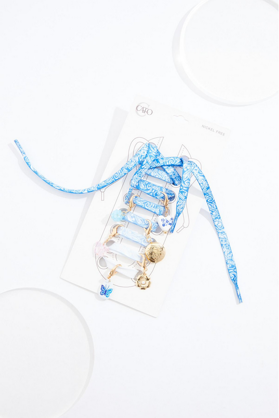 Cato Fashions Blue Paisley Shoe Lace Charm Set