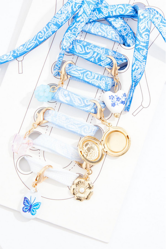 Cato Fashions Blue Paisley Shoe Lace Charm Set