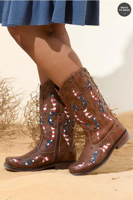 Cato Fashions Wide Width Americana Cutout Western Boots