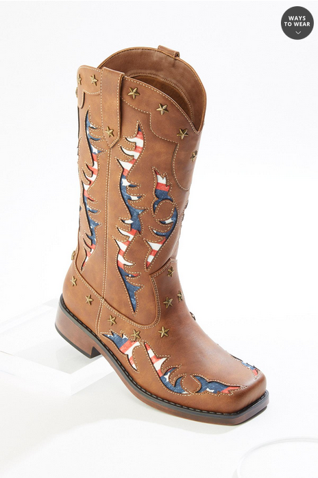 Cato Fashions Wide Width Americana Cutout Western Boots