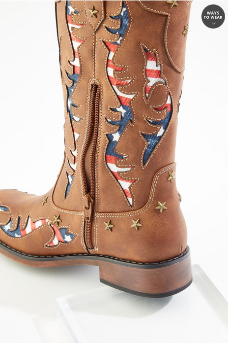 Cato Fashions Wide Width Americana Cutout Western Boots