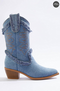 Cato Fashions Frayed Denim Western Boots