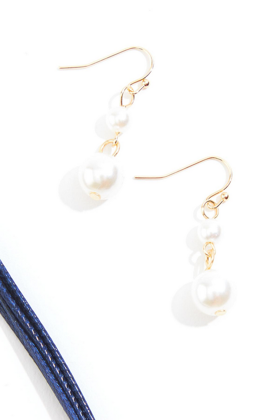 Cato Fashions Navy Corded Pearl Gold Ring Necklace Set