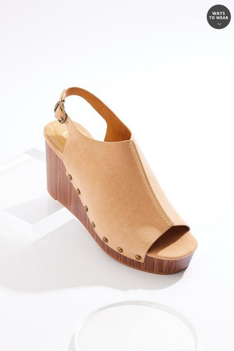 Cato Fashions Stud Trim Wedge Sandal