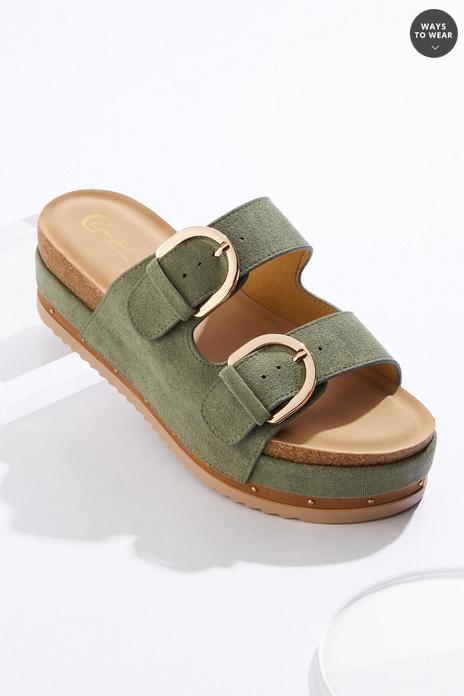 Cato Fashions Double Buckle Platform Sandals