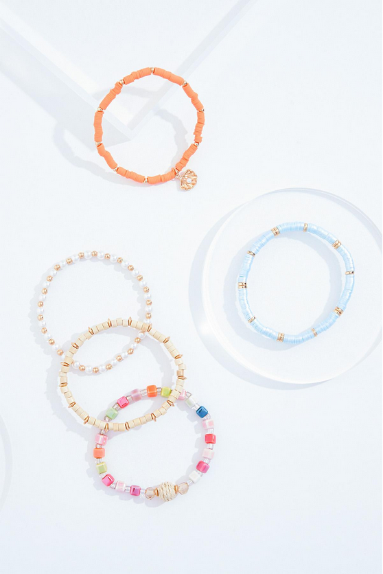 Cato Fashions Multicolor Pearl Rubber Beaded Bracelet Set