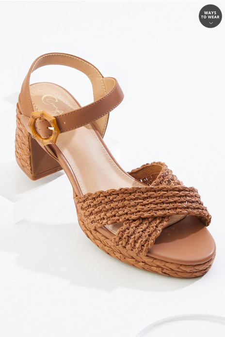 Cato Fashions Raffia Criss Cross Platform Heels