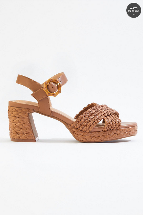 Cato Fashions Raffia Criss Cross Platform Heels