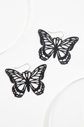 Cato Fashions Black Metal Butterfly Dangle Earrings