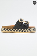 Cato Fashions Wide Width Straw Platform Sandals
