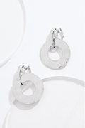 Cato Fashions Clip- On Silver Circle Link Earrings