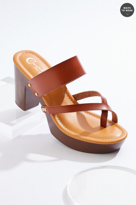 Cato Fashions Faux Leather Toe Loop Heels