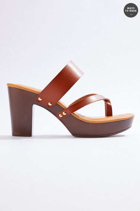 Cato Fashions Faux Leather Toe Loop Heels