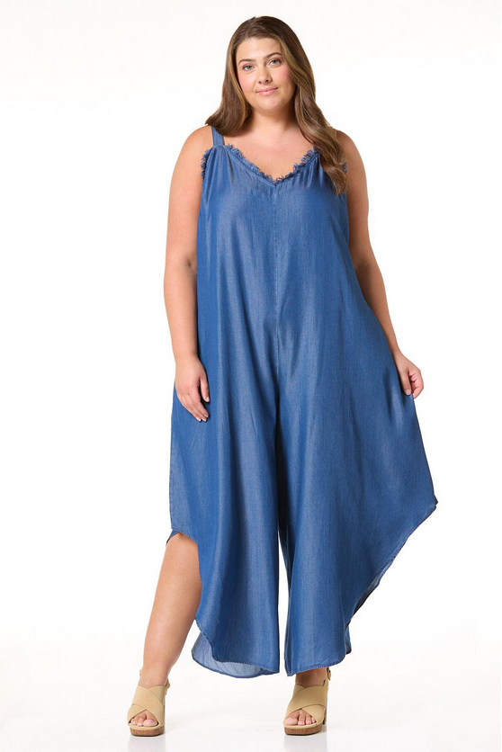 Cato Fashions Plus Size Chambray Genie Jumpsuit